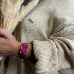 Montre Femme ARIANE Cadran Framboise Bracelet Cuir Framboise