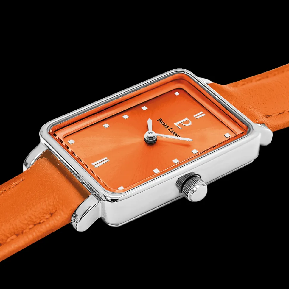 Montre Femme ARIANE Cadran Orange Bracelet Cuir Orange
