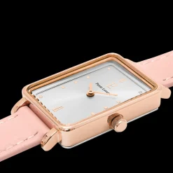 Montre Femme ARIANE Cadran Argenté Bracelet Cuir Rose