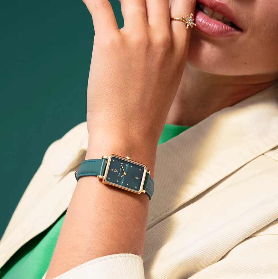 Montre Femme ARIANE Cadran Vert Bracelet Cuir Vert