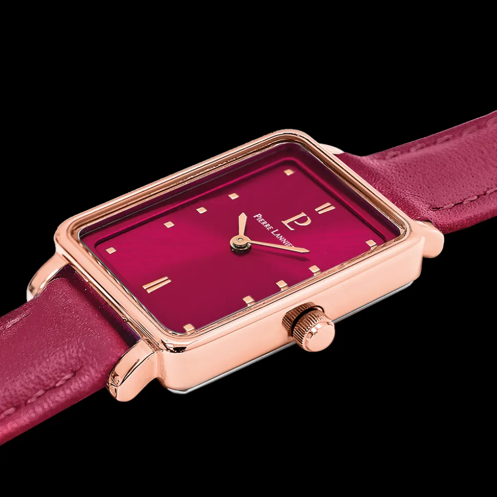 Montre Femme ARIANE Cadran Framboise Bracelet Cuir Framboise