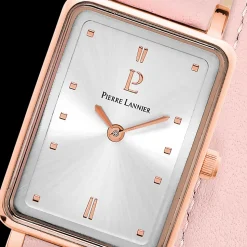 Montre Femme ARIANE Cadran Argenté Bracelet Cuir Rose