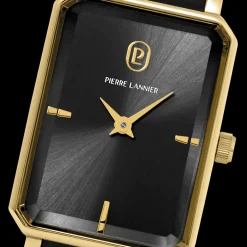 Montre Femme ARIANE Doré Cadran Noir Bracelet Cuir Noir 12 MM