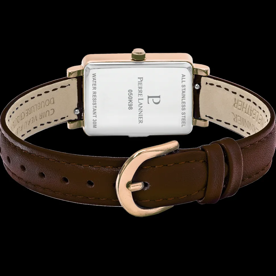 Montre Femme ARIANE Doré-rose Cadran Chocolat Bracelet Cuir Chocolat 12 MM