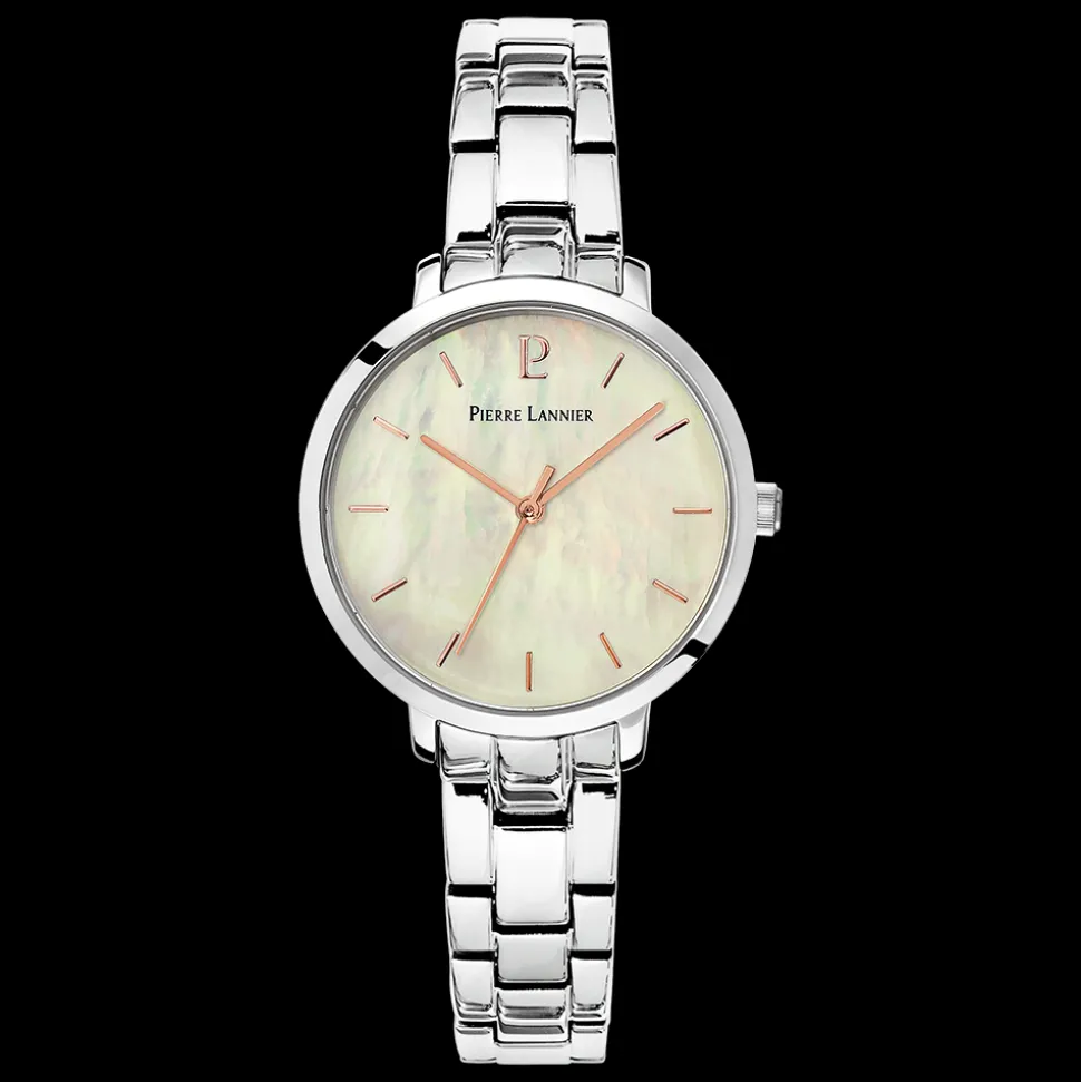 Montre Femme AURA Cadran Blanc Bracelet Acier Argenté