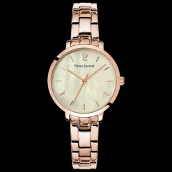 Montre Femme AURA Cadran Blanc Bracelet Acier Doré-rose
