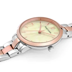 Montre Femme AURA Cadran Blanc Bracelet Acier Bicolore