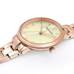 Montre Femme AURA Cadran Blanc Bracelet Acier Doré-rose