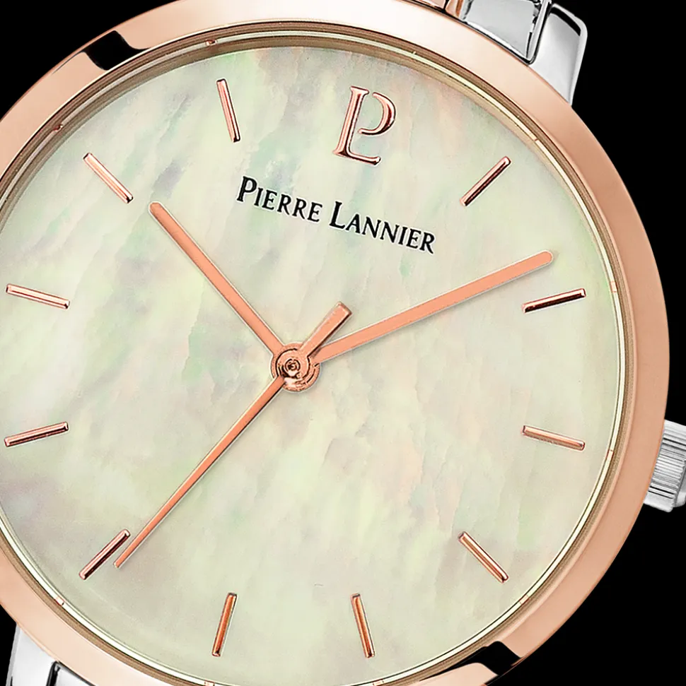 Montre Femme AURA Cadran Blanc Bracelet Acier Bicolore