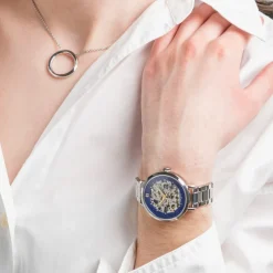 Montre Femme AUTOMATIC Argenté Cadran Bleu Bracelet Acier Argenté 14 MM