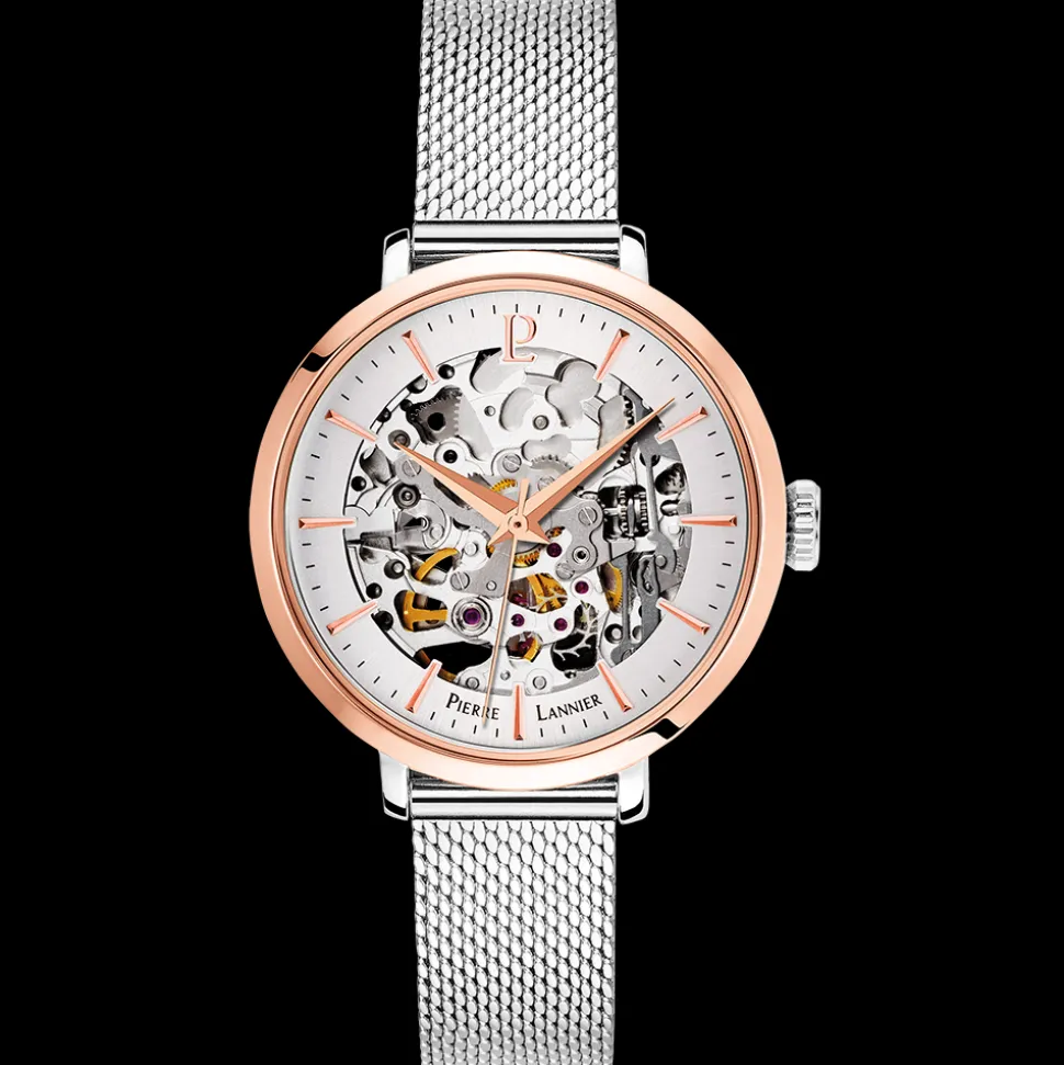 Montre Femme AUTOMATIC Cadran Argenté Bracelet Acier milanais Argenté