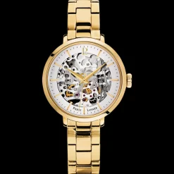 Montre Femme AUTOMATIC Cadran Argenté Bracelet Acier Doré