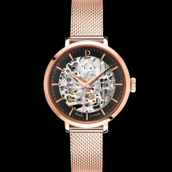 Montre Femme AUTOMATIC Cadran Noir Bracelet Acier milanais Doré rose