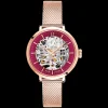 Montre Femme AUTOMATIC Cadran Framboise Bracelet Acier Doré-rose