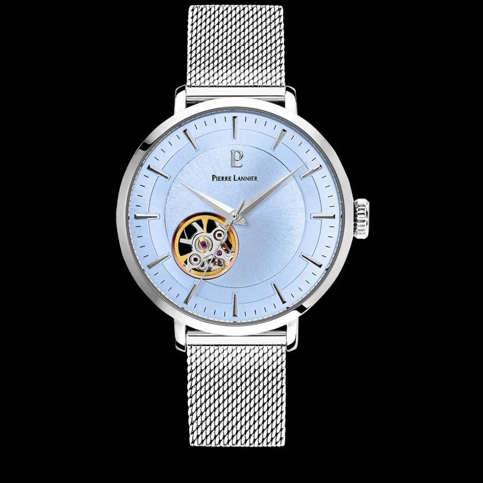Montre Femme AUTOMATIC Cadran Bleu Bracelet Acier Milanais Argenté