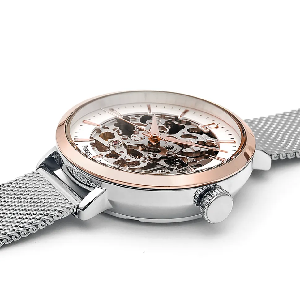Montre Femme AUTOMATIC Cadran Argenté Bracelet Acier milanais Argenté