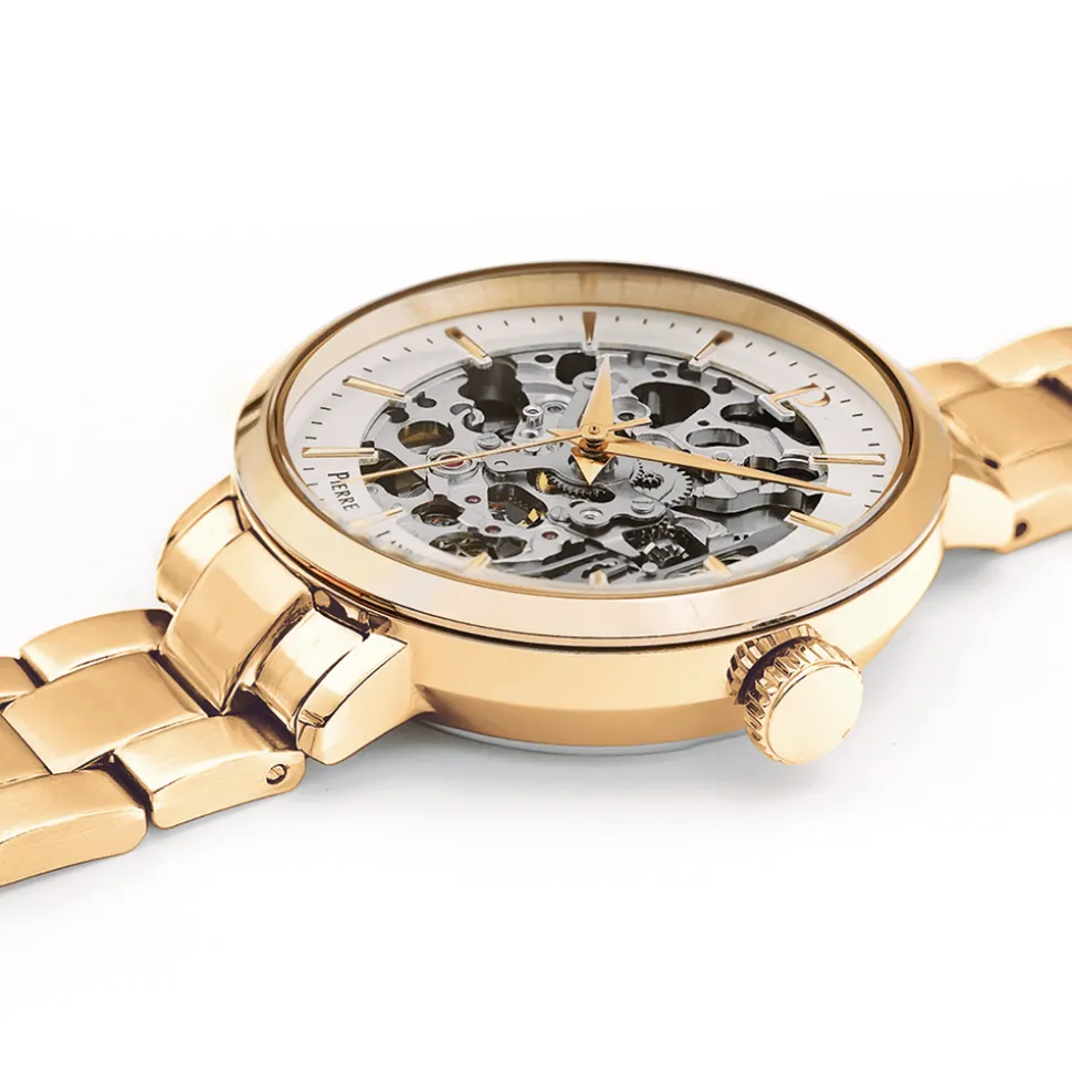 Montre Femme AUTOMATIC Cadran Argenté Bracelet Acier Doré
