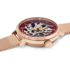Montre Femme AUTOMATIC Cadran Framboise Bracelet Acier Doré-rose