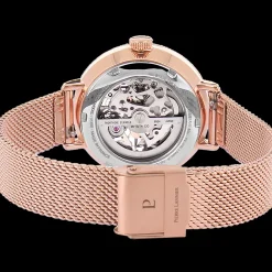 Montre Femme AUTOMATIC Cadran Argenté Bracelet Acier milanais Doré rose