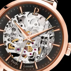 Montre Femme AUTOMATIC Cadran Noir Bracelet Acier milanais Doré rose