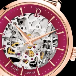 Montre Femme AUTOMATIC Cadran Framboise Bracelet Acier Doré-rose