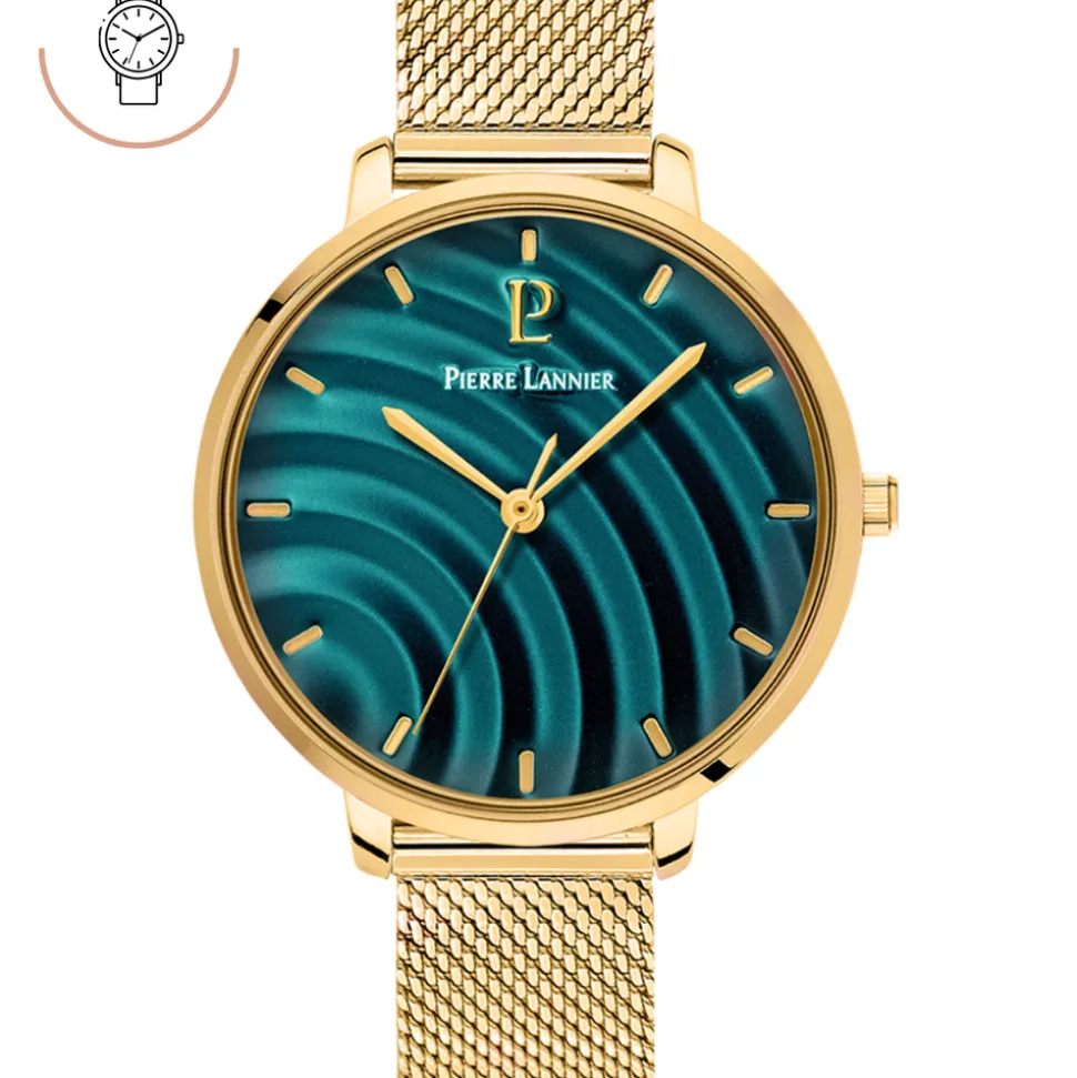 Montre Femme BETTY Cadran Vert Bracelet Acier milanais Doré