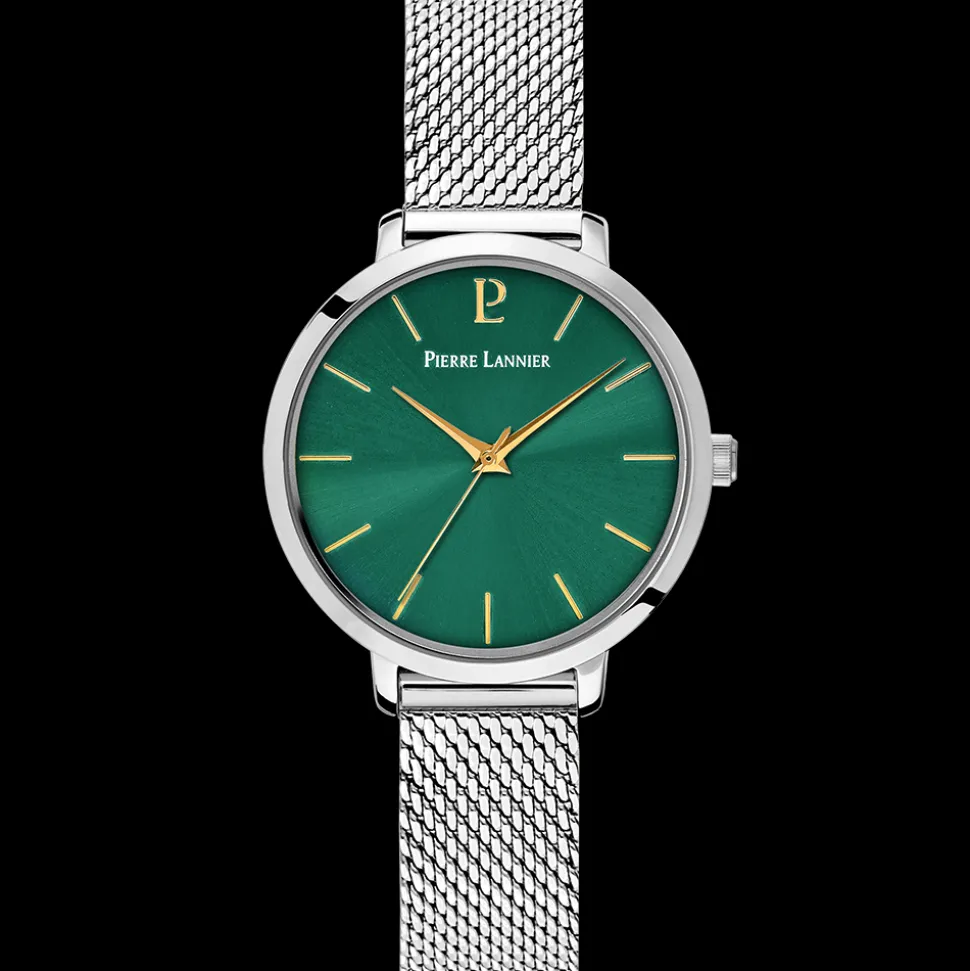 Montre Femme CHOUQUETTE Argenté Cadran Vert Bracelet Acier milanais Argenté 12 MM