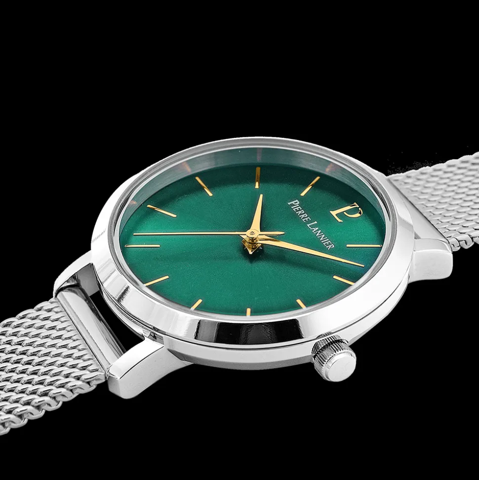 Montre Femme CHOUQUETTE Argenté Cadran Vert Bracelet Acier milanais Argenté 12 MM