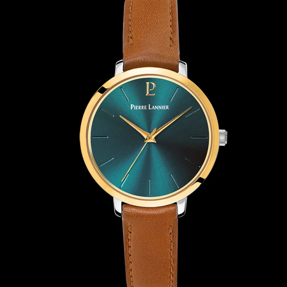 Montre Femme CHOUQUETTE Cadran Vert Bracelet Cuir Brun
