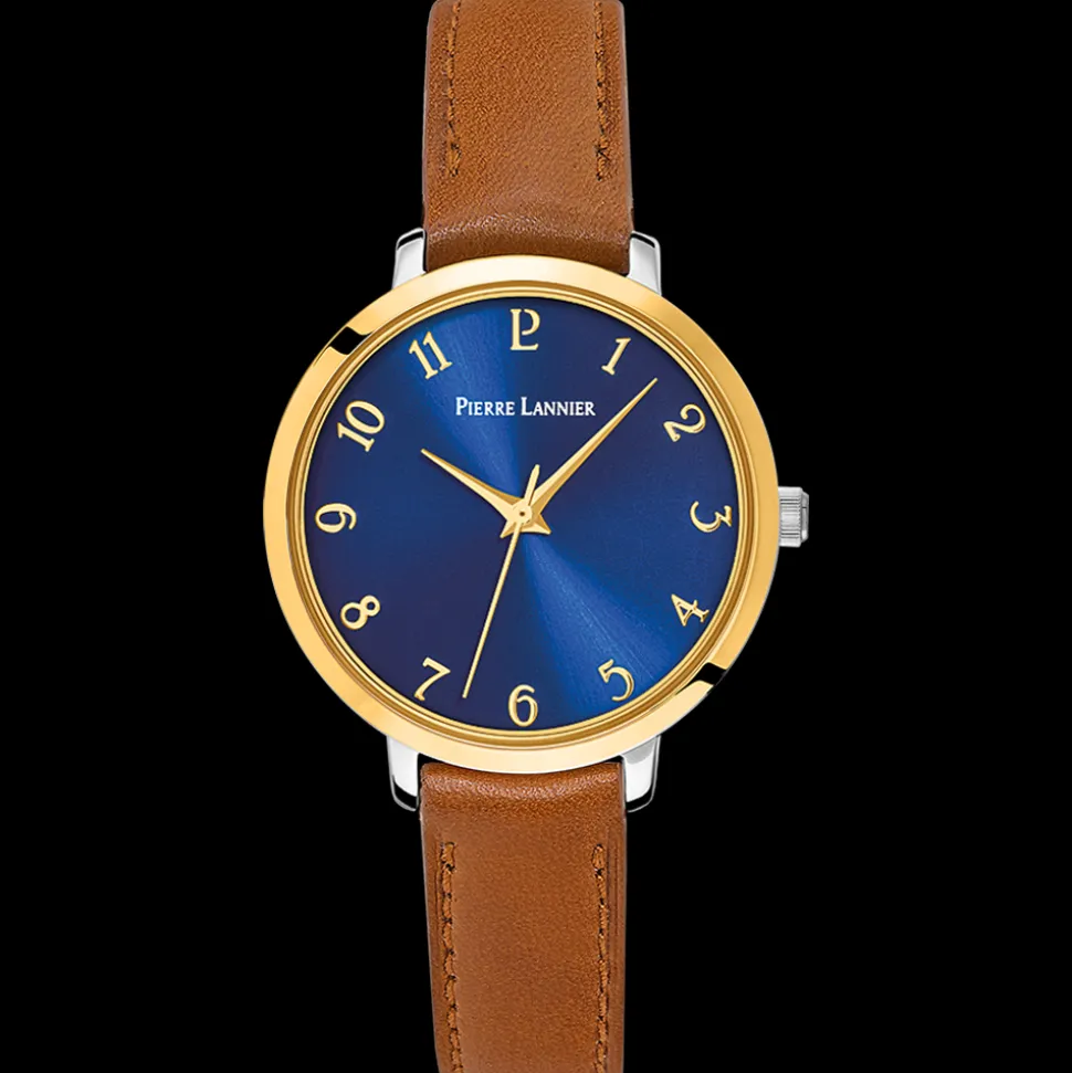 Montre Femme CHOUQUETTE Cadran Bleu Bracelet Cuir Brun