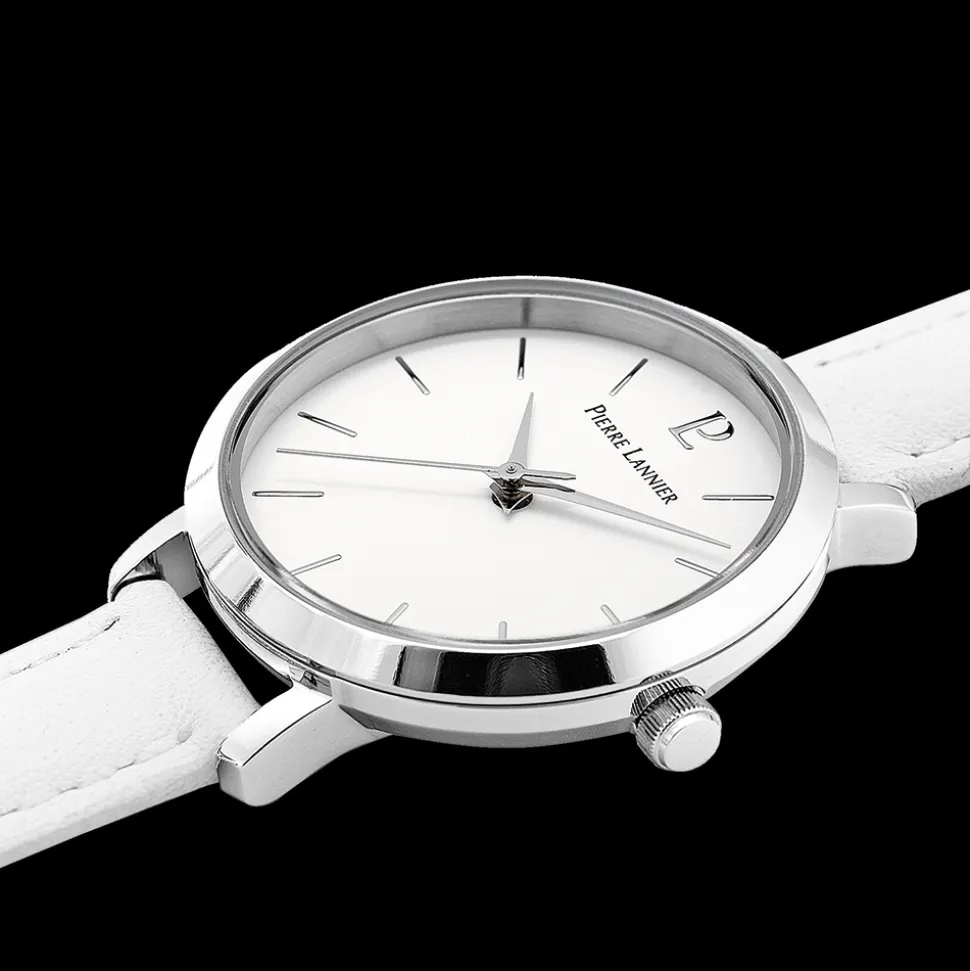 Montre Femme CHOUQUETTE Cadran Blanc Bracelet Cuir Blanc