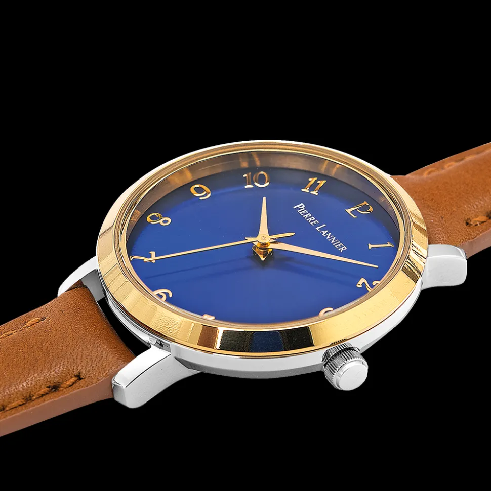 Montre Femme CHOUQUETTE Cadran Bleu Bracelet Cuir Brun