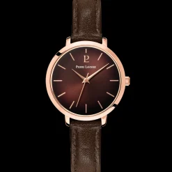 Montre Femme CHOUQUETTE Doré-rose Cadran Chocolat Bracelet Cuir Chocolat 12 MM