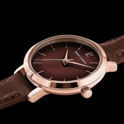 Montre Femme CHOUQUETTE Doré-rose Cadran Chocolat Bracelet Cuir Chocolat 12 MM