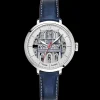 Montre Femme COEUR BATTANT Argenté Cadran Argenté Bracelet Cuir Bleu 14 MM