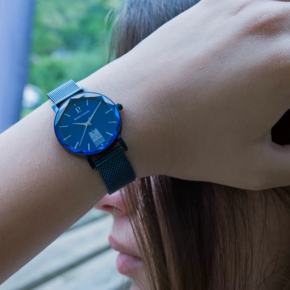 Montre Femme COEUR BATTANT Bleu Cadran Bleu Bracelet Acier milanais Bleu 14 MM