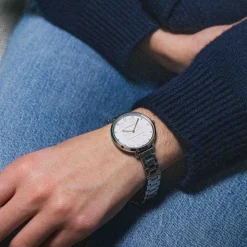 Montre Femme COEUR BATTANT Argenté Cadran Blanc Bracelet Acier Argenté 12 MM