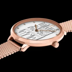 Montre Femme COEUR BATTANT Doré-rose Cadran Blanc Bracelet Acier milanais Doré-rose 12 MM
