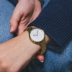 Montre Femme COEUR BATTANT Doré Cadran Blanc Bracelet Acier Doré 12 MM