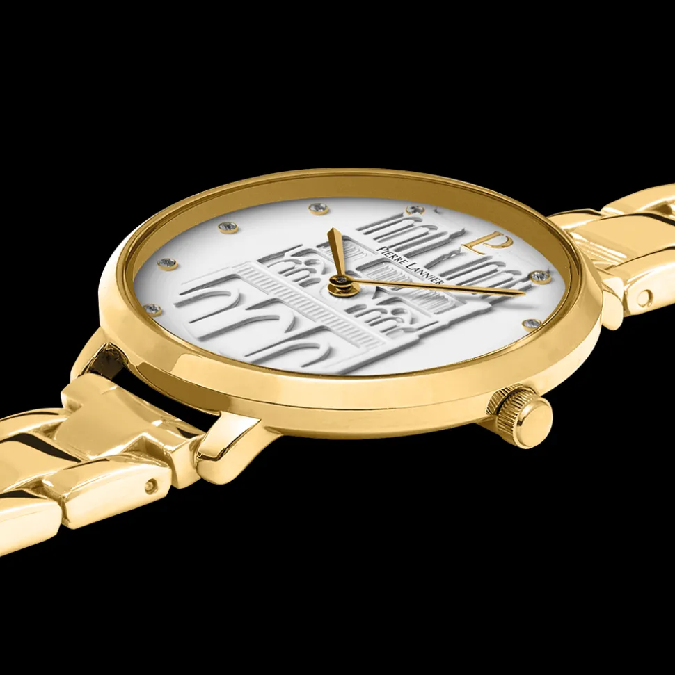 Montre Femme COEUR BATTANT Doré Cadran Blanc Bracelet Acier Doré 12 MM