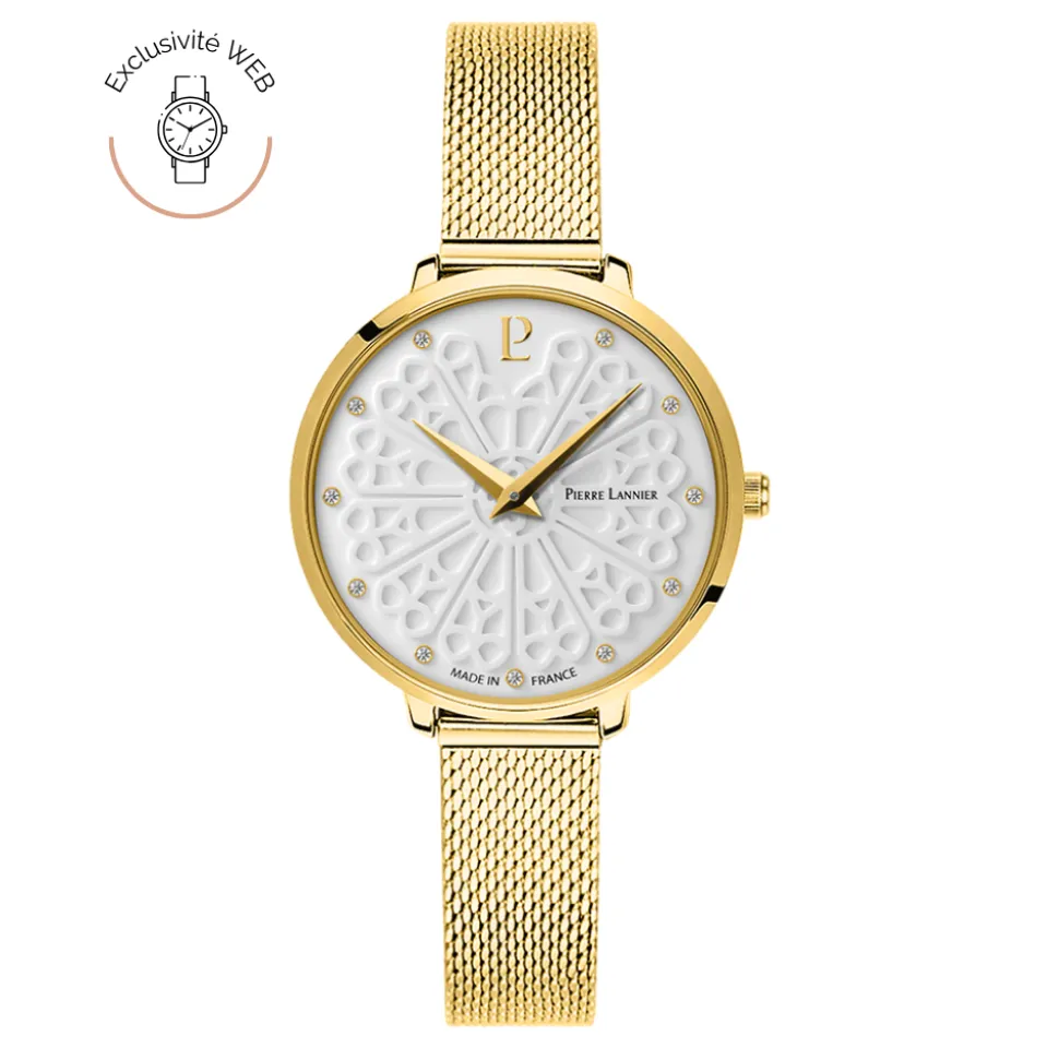 Montre Femme COUTURE Doré Cadran Blanc Bracelet Acier milanais Doré 12 MM