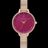 Montre Femme DELICE Cadran Framboise Bracelet Acier Doré- rose