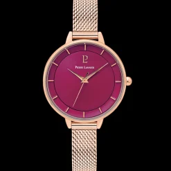 Montre Femme DELICE Cadran Framboise Bracelet Acier Doré- rose