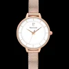 Montre Femme DELICE Cadran Blanc Bracelet Acier Doré-rose