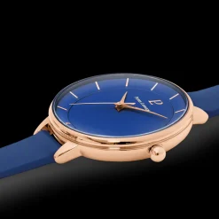 Montre Femme DELICE Cadran Bleu Bracelet Cuir Bleu