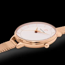Montre Femme DELICE Cadran Blanc Bracelet Acier Doré-rose