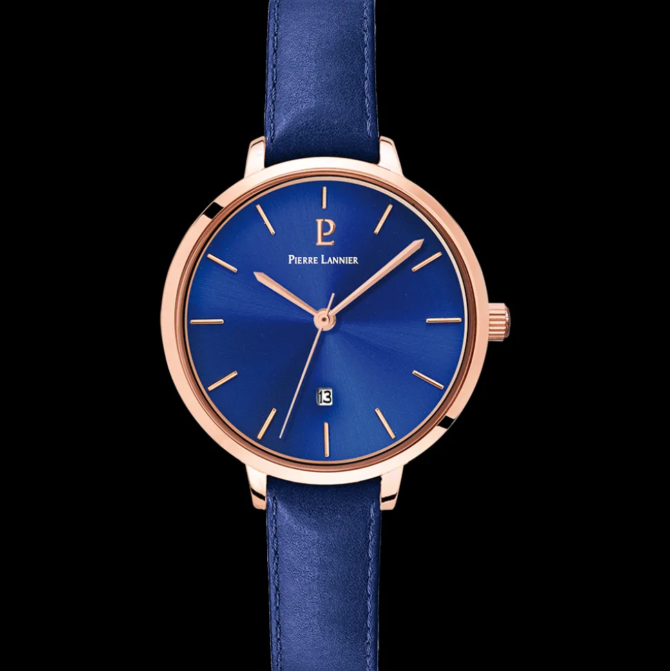 Montre Femme ECHO Cadran Bleu Bracelet Cuir Bleu