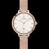Montre Femme ECHO Cadran Blanc Bracelet Acier Milanais Doré-rose