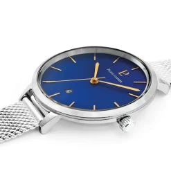 Montre Femme ECHO Cadran bleu Bracelet Acier milanais Argenté