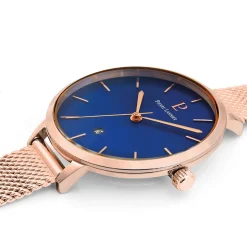 Montre Femme ECHO Cadran Bleu Bracelet Acier milanais Doré-rose